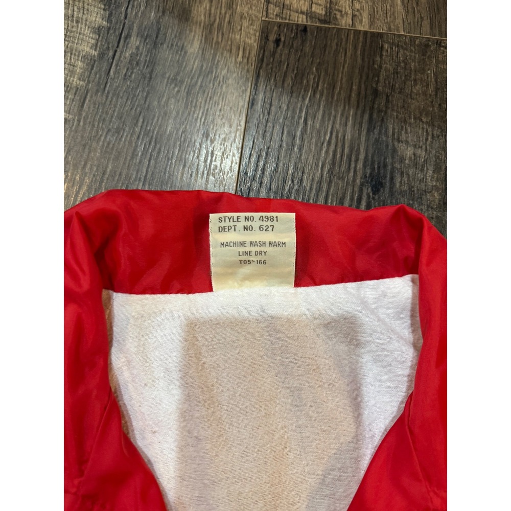 Sears Vintage Coach Jacket Red Nylon Snap‎ Front Lightweight Mens Size XL - Picture 4 of 10
